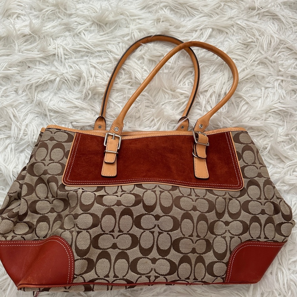 Coach Brown and Tan Shoulder Bag